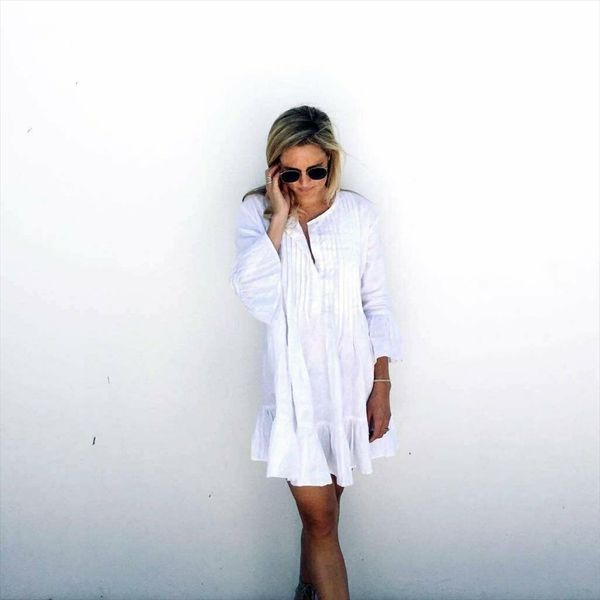 v neck loose flare women dress sleeves mini summer white bikini cover up swimwear bathing suit beach, Black;gray
v neck loose flare women dress sleeves mini summer white bikini cover up swimwear bathing suit beach, Black;gray