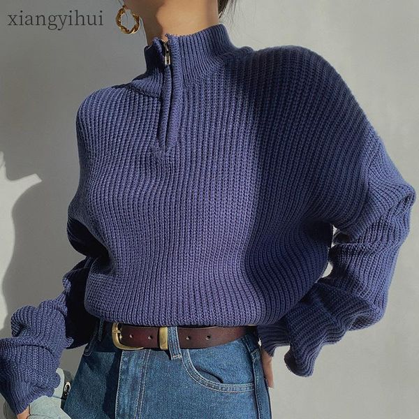 women's sweaters casual vintage blue loose zipper stand collar long sleeve women fashion steetwear 2021 autumn winter jumpers, White;black
women's sweaters casual vintage blue loose zipper stand collar long sleeve women fashion steetwear 2021 autumn winter jumpers, White;black