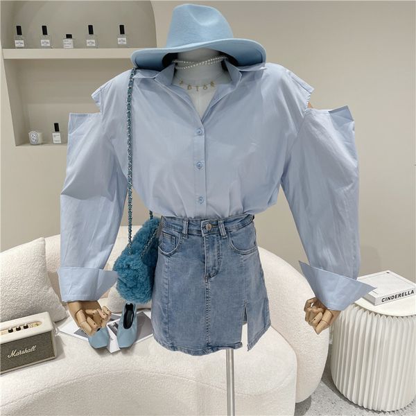 blouses female niche spring summer fashion for loose collar design share off shoulder shirt, White
blouses female niche spring summer fashion for loose collar design share off shoulder shirt, White