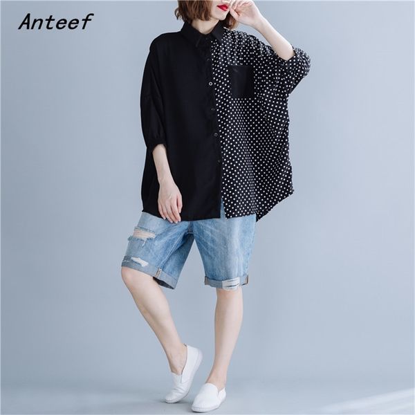 black chiffon summer vintage polka dot korean plus size casual loose shirt women blouse clothes ladies streetwear 210517, White
black chiffon summer vintage polka dot korean plus size casual loose shirt women blouse clothes ladies streetwear 210517, White