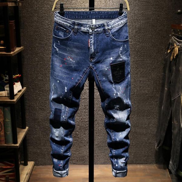 men's jeans american street fashion men retro blue elastic slim ripped pocket designer hip hop splashed denim biker pants
men's jeans american street fashion men retro blue elastic slim ripped pocket designer hip hop splashed denim biker pants