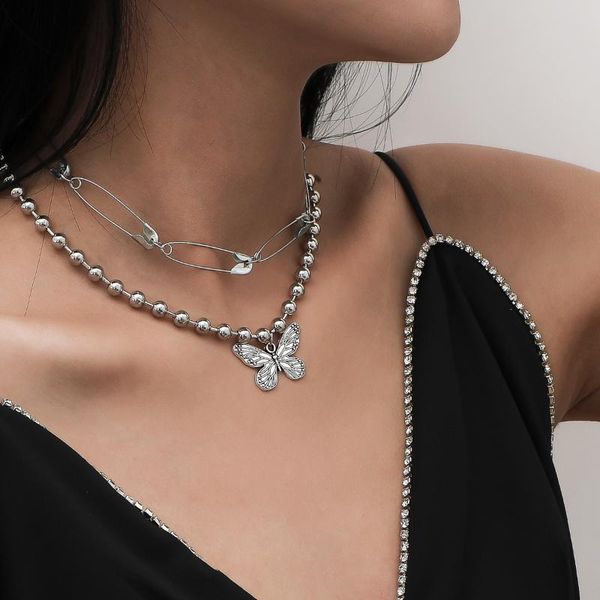 retro creative jewelry with pin multi-layer suit necklace ins exaggerated bead chain butterfly clavicle for female chains, Silver
retro creative jewelry with pin multi-layer suit necklace ins exaggerated bead chain butterfly clavicle for female chains, Silver