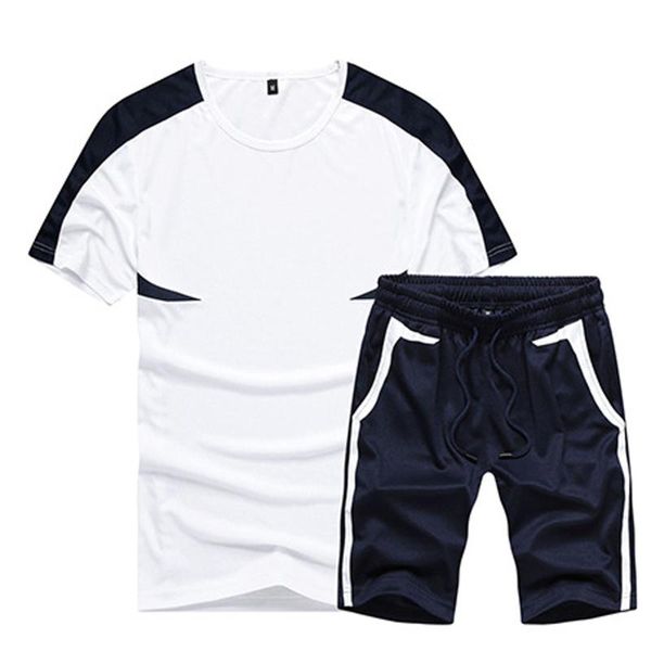 men's tracksuits summer men casual patchwork colors breathable o-neck short-sleeved drawstring shorts running sports suit refreshing fi, Gray 
men's tracksuits summer men casual patchwork colors breathable o-neck short-sleeved drawstring shorts running sports suit refreshing fi, Gray