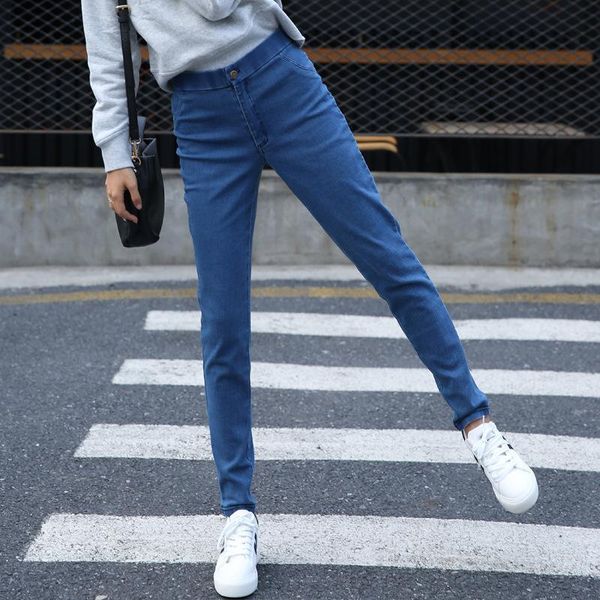 women fashion high waist slim pencil pants trousers autumn casual elastic jeans women's, Blue
women fashion high waist slim pencil pants trousers autumn casual elastic jeans women's, Blue