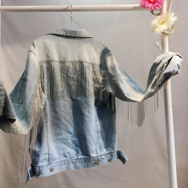 women's jackets jastie hippie metal chain tassel washed denim jacket women lapel long sleeve spring autumn outerwear boho bomber coat, Black;brown
women's jackets jastie hippie metal chain tassel washed denim jacket women lapel long sleeve spring autumn outerwear boho bomber coat, Black;brown