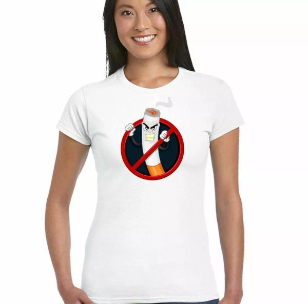 no smoking - womens funny t-shirt - anti quit give up snon cigarettes fags, White;black
no smoking - womens funny t-shirt - anti quit give up snon cigarettes fags, White;black