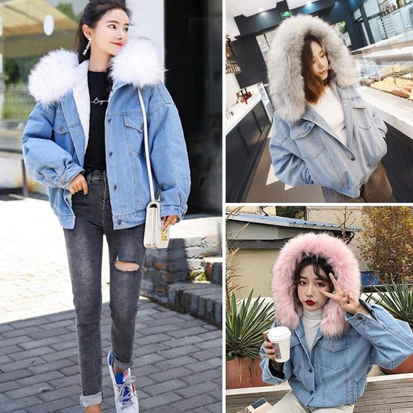 women's jackets faux fur hooded outwear daily warm elastic hem casual button down women coat fashion thick denim jacket with pockets wi, Black;brown
women's jackets faux fur hooded outwear daily warm elastic hem casual button down women coat fashion thick denim jacket with pockets wi, Black;brown