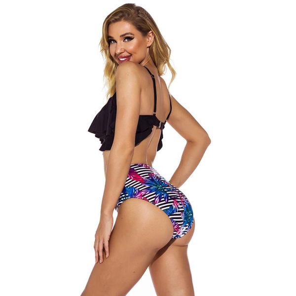 women's swimwear 2021 european and american ruffled sling high waist split swimsuit women bikini, White;black
women's swimwear 2021 european and american ruffled sling high waist split swimsuit women bikini, White;black