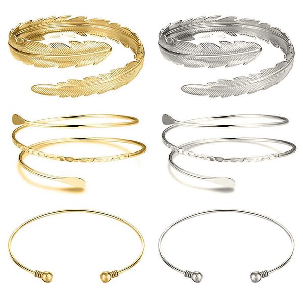 6 pcs arm bangle set adjustable upper cuff bracelets metal punk spiral bracelet swirl leaf feather q0720, Black
6 pcs arm bangle set adjustable upper cuff bracelets metal punk spiral bracelet swirl leaf feather q0720, Black