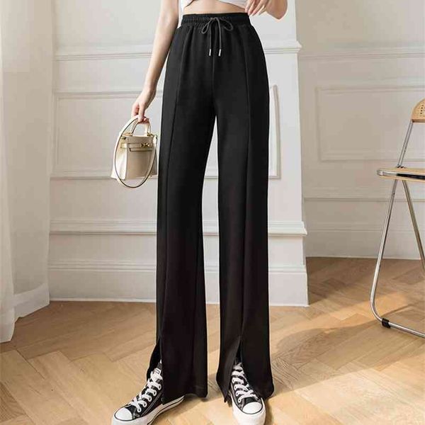 spring summer casual pants women's wide high waist leg straight split trousers loose sports mopping 210507, Blue
spring summer casual pants women's wide high waist leg straight split trousers loose sports mopping 210507, Blue