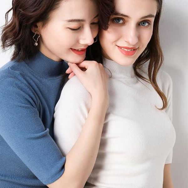 women's sweaters women summer pullovers spring basic match short sleeve female turtleneck sweater sr508, White;black
women's sweaters women summer pullovers spring basic match short sleeve female turtleneck sweater sr508, White;black