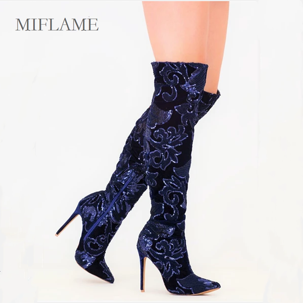 boots 2021 vintage long women pointed toe royalblue print over the knee high lady bling side zip stiletto heels, Black
boots 2021 vintage long women pointed toe royalblue print over the knee high lady bling side zip stiletto heels, Black