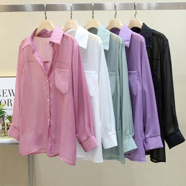 shirt women 2021 summer korean style thin chiffon loose long sleeve turn-down collar solid blouse casual women's blouses & shirts, White
shirt women 2021 summer korean style thin chiffon loose long sleeve turn-down collar solid blouse casual women's blouses & shirts, White