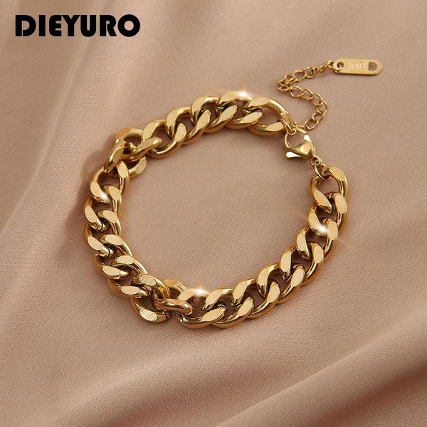 link, chain dieyuro 316l stainless steel 2021 punk simple cuban link bracelet women charm personality golden party jewelry accessories, Black
link, chain dieyuro 316l stainless steel 2021 punk simple cuban link bracelet women charm personality golden party jewelry accessories, Black