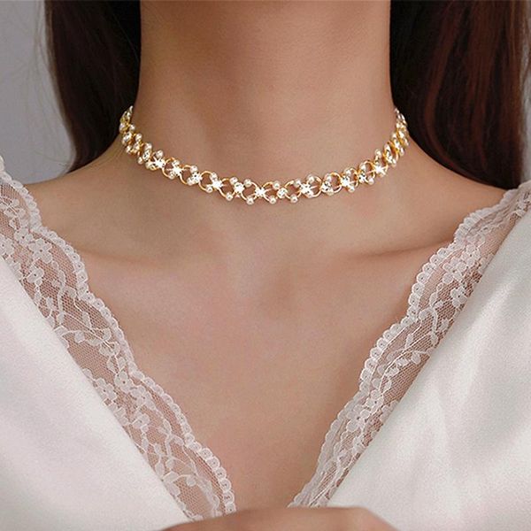 chokers trendy pearl crystal necklace for women accessories korean fashion charm jewelry chain shiny zircon party fine gift, Golden;silver
chokers trendy pearl crystal necklace for women accessories korean fashion charm jewelry chain shiny zircon party fine gift, Golden;silver