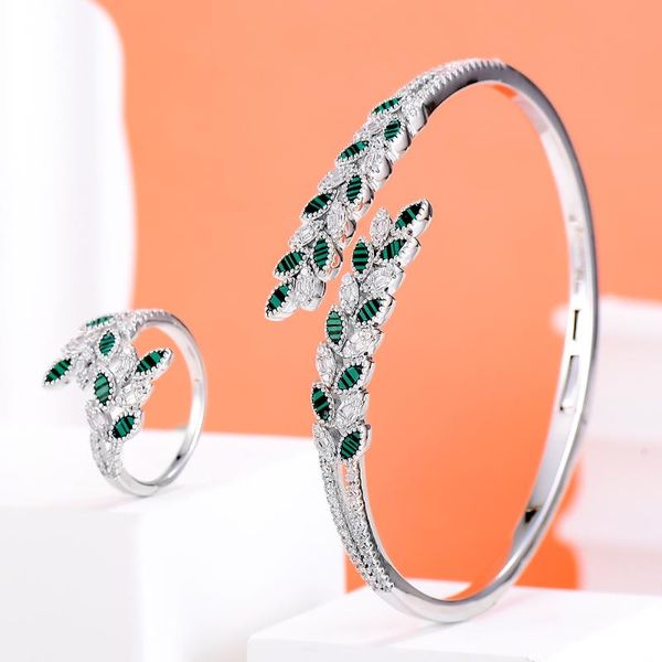 earrings & necklace missvikki micro pave cubic zirconia stones leaves bangle ring jewelry set for girl gift bridal wedding accessories high, Silver
earrings & necklace missvikki micro pave cubic zirconia stones leaves bangle ring jewelry set for girl gift bridal wedding accessories high, Silver