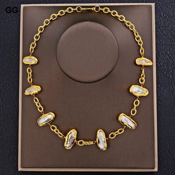 chokers jk 20" freshwater white biwa pearl bezel set chain necklace, Golden;silver
chokers jk 20" freshwater white biwa pearl bezel set chain necklace, Golden;silver