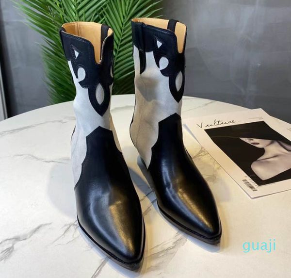 autumn womens half boots black white light tan mixed color leather pointed toe booties classic chunky low heels cowboy western slip 8010
autumn womens half boots black white light tan mixed color leather pointed toe booties classic chunky low heels cowboy western slip 8010