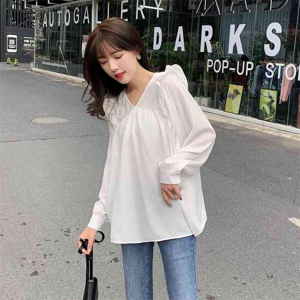 fashion blouse spring style korean women's solid color v-neck long-sleeved shirt women 210520, White
fashion blouse spring style korean women's solid color v-neck long-sleeved shirt women 210520, White
