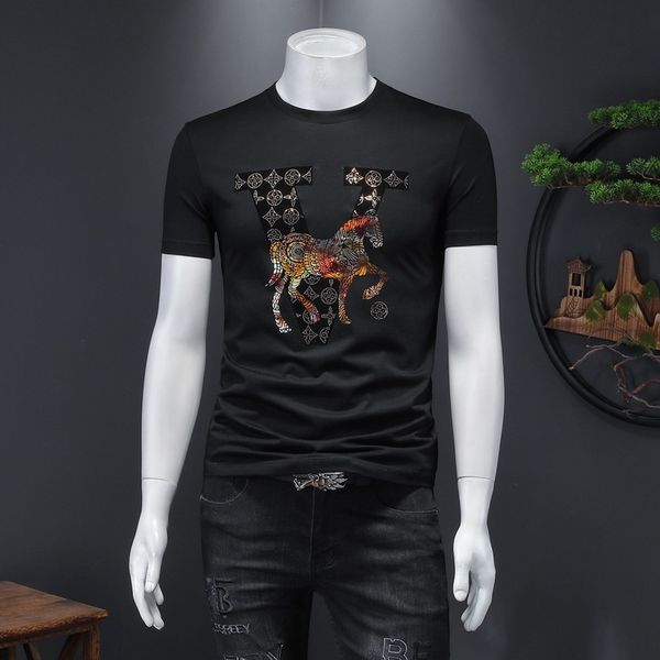 fashion t shirts 2021 summer men's drill short sleeve mercerized cotton casual round neck loose, White;black
fashion t shirts 2021 summer men's drill short sleeve mercerized cotton casual round neck loose, White;black