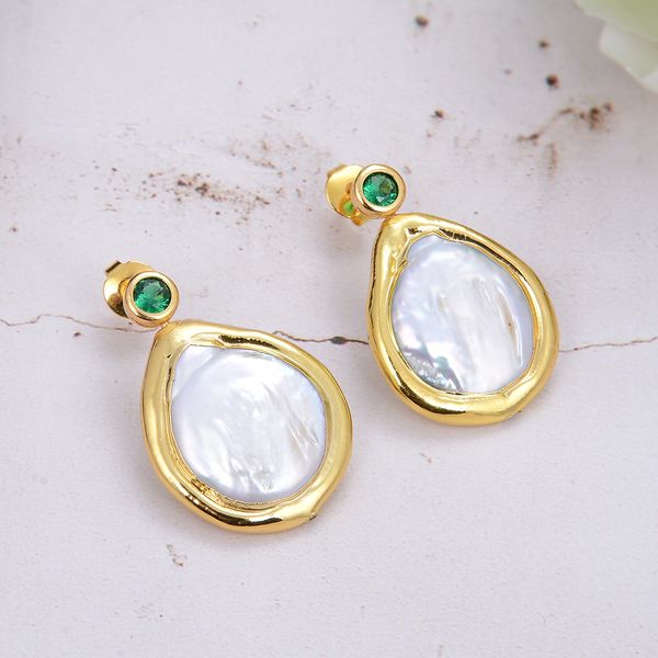 guaiguai jewelry natural cultured white biwa coin pearl cubic zirconia pave gold plated stud earrings handmade for women real gems stone lad, Silver
guaiguai jewelry natural cultured white biwa coin pearl cubic zirconia pave gold plated stud earrings handmade for women real gems stone lad, Silver