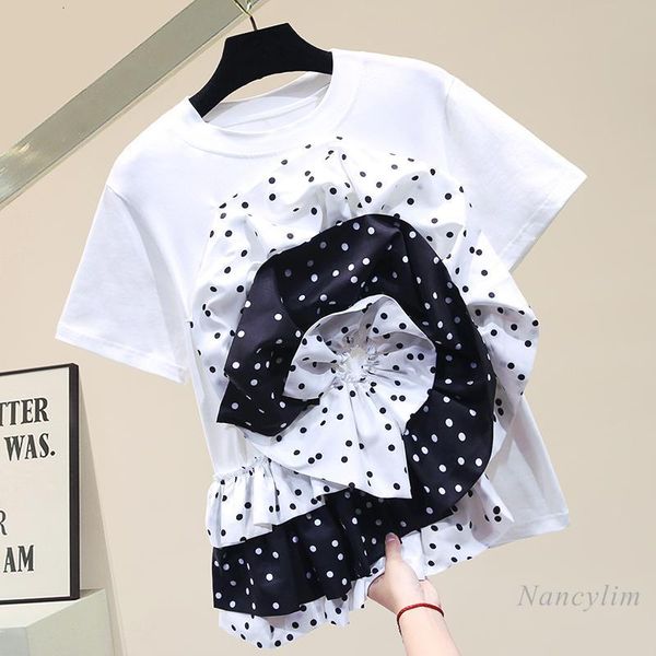 women's t-shirt polka dot three-dimensional petals short slim fit cotton sleeve for women spring summer white black y4wt
women's t-shirt polka dot three-dimensional petals short slim fit cotton sleeve for women spring summer white black y4wt
