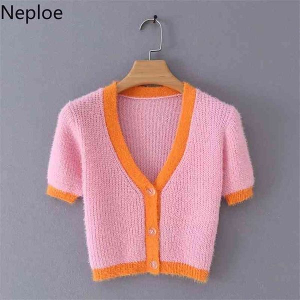 spring korean sweater women vintage pink cardigan knitted cute color patchwork punk crop knit cropped 210422, White;black
spring korean sweater women vintage pink cardigan knitted cute color patchwork punk crop knit cropped 210422, White;black