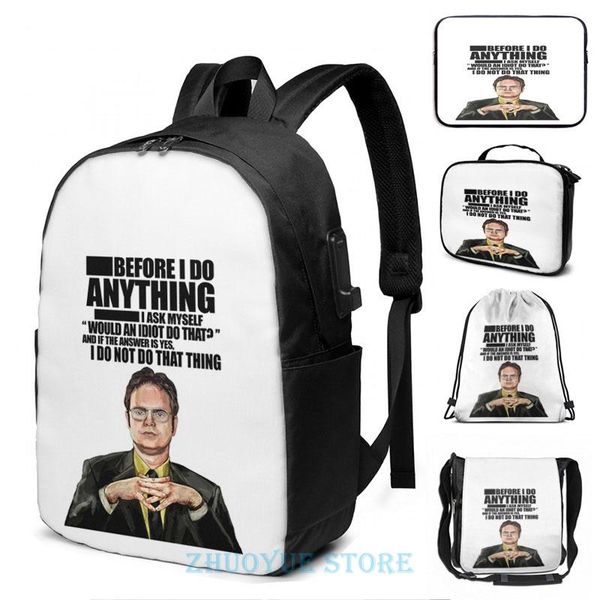 backpack funny graphic print the office - dwight k. schrute usb charge men school bags women bag travel laptop
backpack funny graphic print the office - dwight k. schrute usb charge men school bags women bag travel laptop