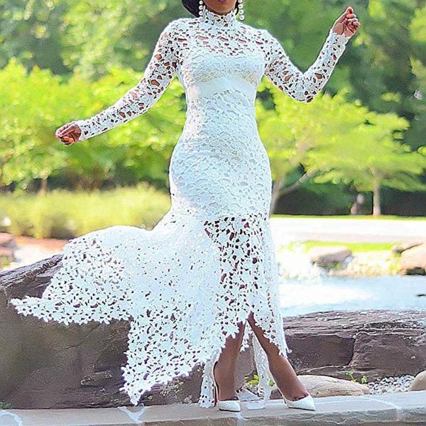 casual dresses floral lace hollow out white party dress irregular hem turtleneck full sleeve maxi elegant bodycon robe, Black;gray
casual dresses floral lace hollow out white party dress irregular hem turtleneck full sleeve maxi elegant bodycon robe, Black;gray