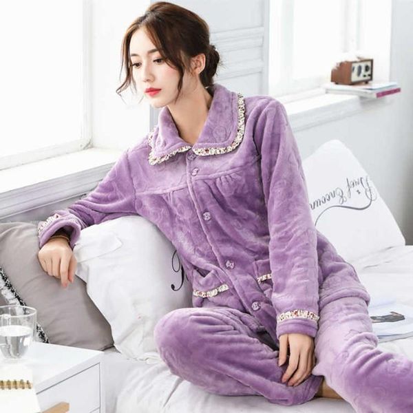 winter flannel warm pajamas womens sleepwears sets long sleeve set girl pyjamas thick coral velvet nightgown, Black;red
winter flannel warm pajamas womens sleepwears sets long sleeve set girl pyjamas thick coral velvet nightgown, Black;red