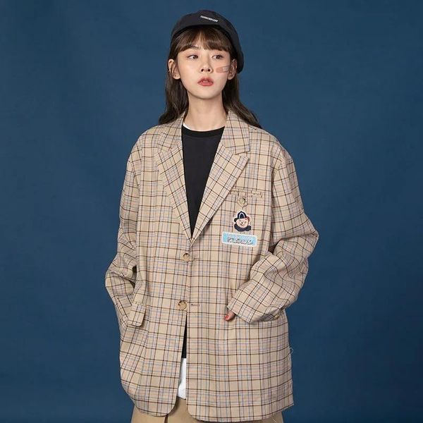 women's suits & blazers casual loose plaid blazer women senior year streetwear thin suit coats elegant business tweed kawaii oversized, White;black
women's suits & blazers casual loose plaid blazer women senior year streetwear thin suit coats elegant business tweed kawaii oversized, White;black
