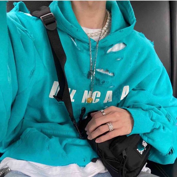 correct version the new hole letter fake two-piece hoodie street style in autumn and 2021, Black
correct version the new hole letter fake two-piece hoodie street style in autumn and 2021, Black