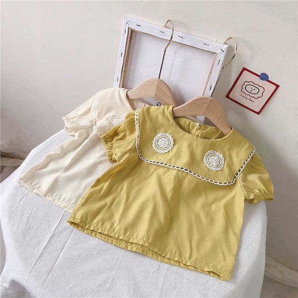 girls cute tuen down collar lace blouses summer baby girl loose thin puff sleeve 210615, White;black
girls cute tuen down collar lace blouses summer baby girl loose thin puff sleeve 210615, White;black