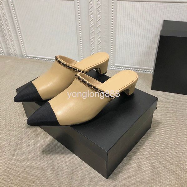 slippers summer metal chain sheepskin pointed blue baotou leisure daily commuting high-heeled semi trailer, Black
slippers summer metal chain sheepskin pointed blue baotou leisure daily commuting high-heeled semi trailer, Black