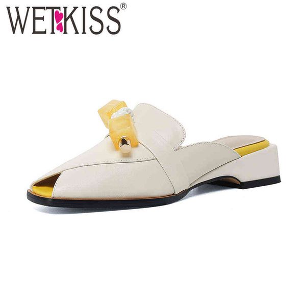 wetkiss slippers women summer slides sandals fashion party mules shoes female genuine leather slip on ladies shoes 210630, Black
wetkiss slippers women summer slides sandals fashion party mules shoes female genuine leather slip on ladies shoes 210630, Black