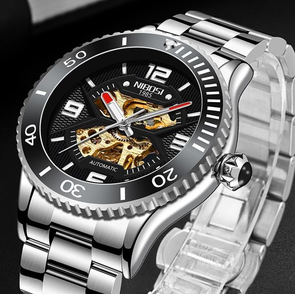 wristwatches nibosi skeleton hollow luxury mechanical watches for men100m waterproof sports wristwatch male clock watch relogio masculino, Slivery;brown
wristwatches nibosi skeleton hollow luxury mechanical watches for men100m waterproof sports wristwatch male clock watch relogio masculino, Slivery;brown