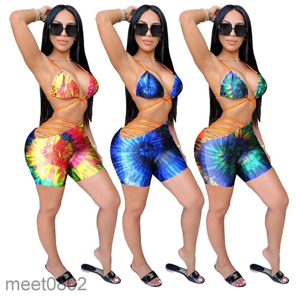 women's tracksuits selling fashion bikini swimsuit tie dyed three color two piece sets 2021 designer v neck sling shorts slim outfi, Gray
women's tracksuits selling fashion bikini swimsuit tie dyed three color two piece sets 2021 designer v neck sling shorts slim outfi, Gray