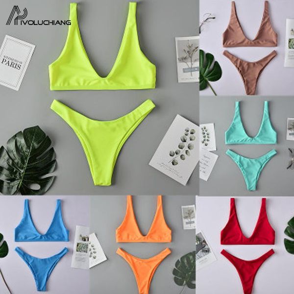 two-piece suits solid colour high cut bikini set female two piece women beachwear mujer waist bather neon biquini deep-v swimware
two-piece suits solid colour high cut bikini set female two piece women beachwear mujer waist bather neon biquini deep-v swimware