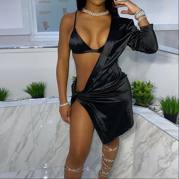 two piece set womens dresses one shoulder long sleeve asymmetrical mini bra suit night club outfits, White
two piece set womens dresses one shoulder long sleeve asymmetrical mini bra suit night club outfits, White