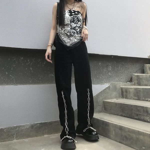 women's pants & capris punk black trousers women spring 2021 gothic bandage high waist wide-leg jeans female streetwear hip-hop straigh, Black;white
women's pants & capris punk black trousers women spring 2021 gothic bandage high waist wide-leg jeans female streetwear hip-hop straigh, Black;white