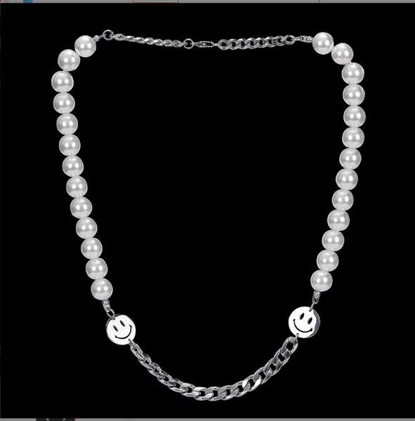 chaoren alloy metal chain splicing pearl smiling face necklace, Silver
chaoren alloy metal chain splicing pearl smiling face necklace, Silver