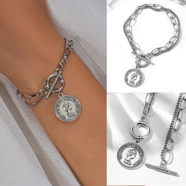 link, chain multilayer woman bracelet on hand for girls women punk silver color jewelry 2021 trend charm charms, Black
link, chain multilayer woman bracelet on hand for girls women punk silver color jewelry 2021 trend charm charms, Black