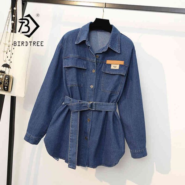 spring korean style turn-down long sleeves denim shirt coat women mid-length jeans shirt with sashes c12701x 210419, Black;brown
spring korean style turn-down long sleeves denim shirt coat women mid-length jeans shirt with sashes c12701x 210419, Black;brown