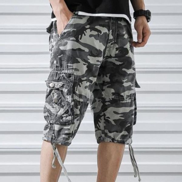 men's shorts men camouflage print knee length multi pockets high waist cargo streetwear casual short pants for summer, White;black
men's shorts men camouflage print knee length multi pockets high waist cargo streetwear casual short pants for summer, White;black