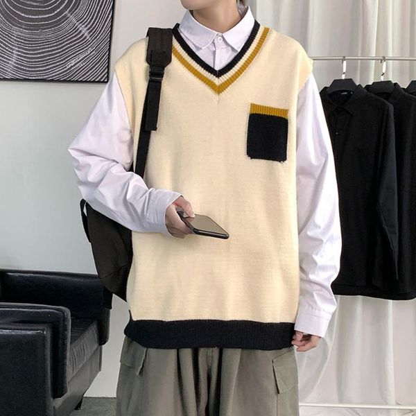 men's vests vest sweater men korean fashion student school wear clothes knitted sleeveless coat trends cashmere pullovers, Black;white
men's vests vest sweater men korean fashion student school wear clothes knitted sleeveless coat trends cashmere pullovers, Black;white