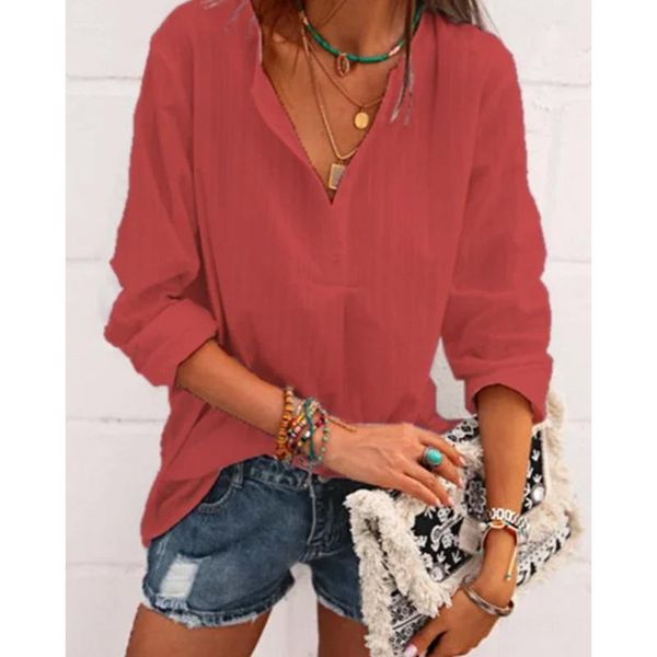 women's blouses & shirts spring autumn solid color comfortable women v-neck all-match long sleeve shirt ladies clothes daily commute w, White
women's blouses & shirts spring autumn solid color comfortable women v-neck all-match long sleeve shirt ladies clothes daily commute w, White