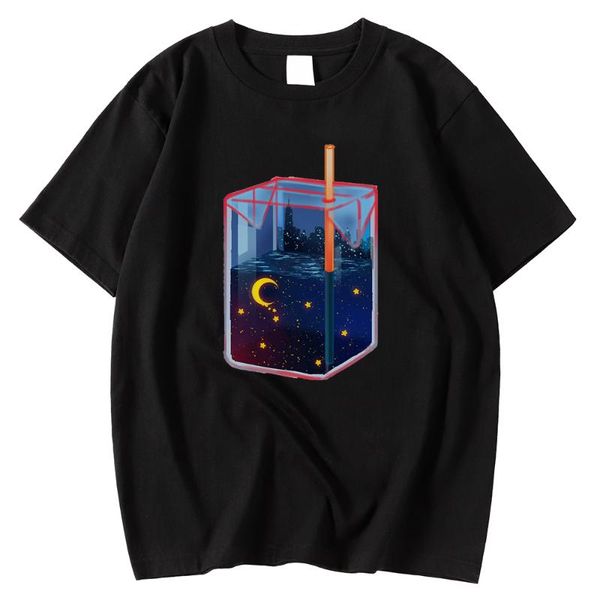 men's t-shirts oversized summer breathable moonlight juice box print shirt o-neck streetwear, White;black
men's t-shirts oversized summer breathable moonlight juice box print shirt o-neck streetwear, White;black