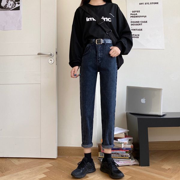 female daddy's brem down high waist show fine autumn 2021 black leg pants, Blue
female daddy's brem down high waist show fine autumn 2021 black leg pants, Blue