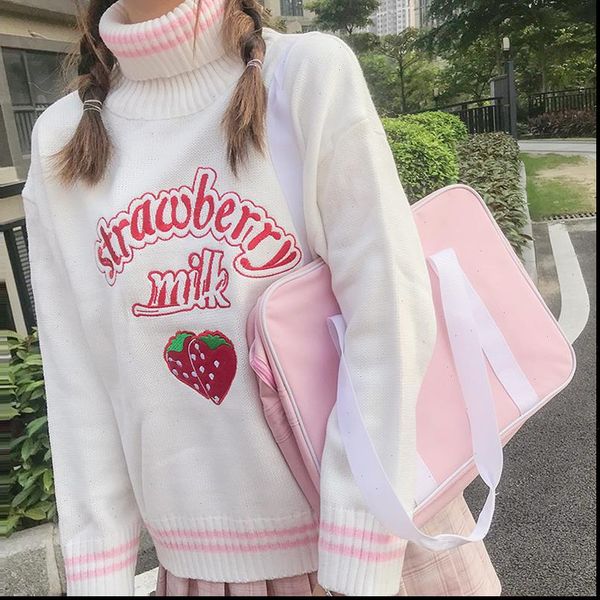 japanese kawaii ulzzang cute womens sweater strawberry loose turtleneck korean harajuku clothing for women, White;black
japanese kawaii ulzzang cute womens sweater strawberry loose turtleneck korean harajuku clothing for women, White;black