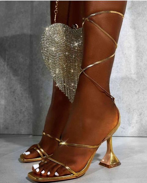 straight bandage square head wine heel high-heeled women's sho, Black